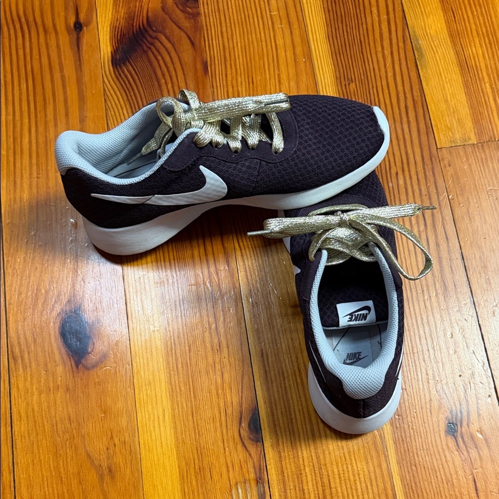 Nike Burgundy/Deep Purple Sneakers with Gold Laces